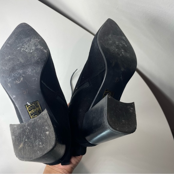 L'INTERVALLE Black Lace-Up suede Boots with Buckle Detail - Picture 7 of 7